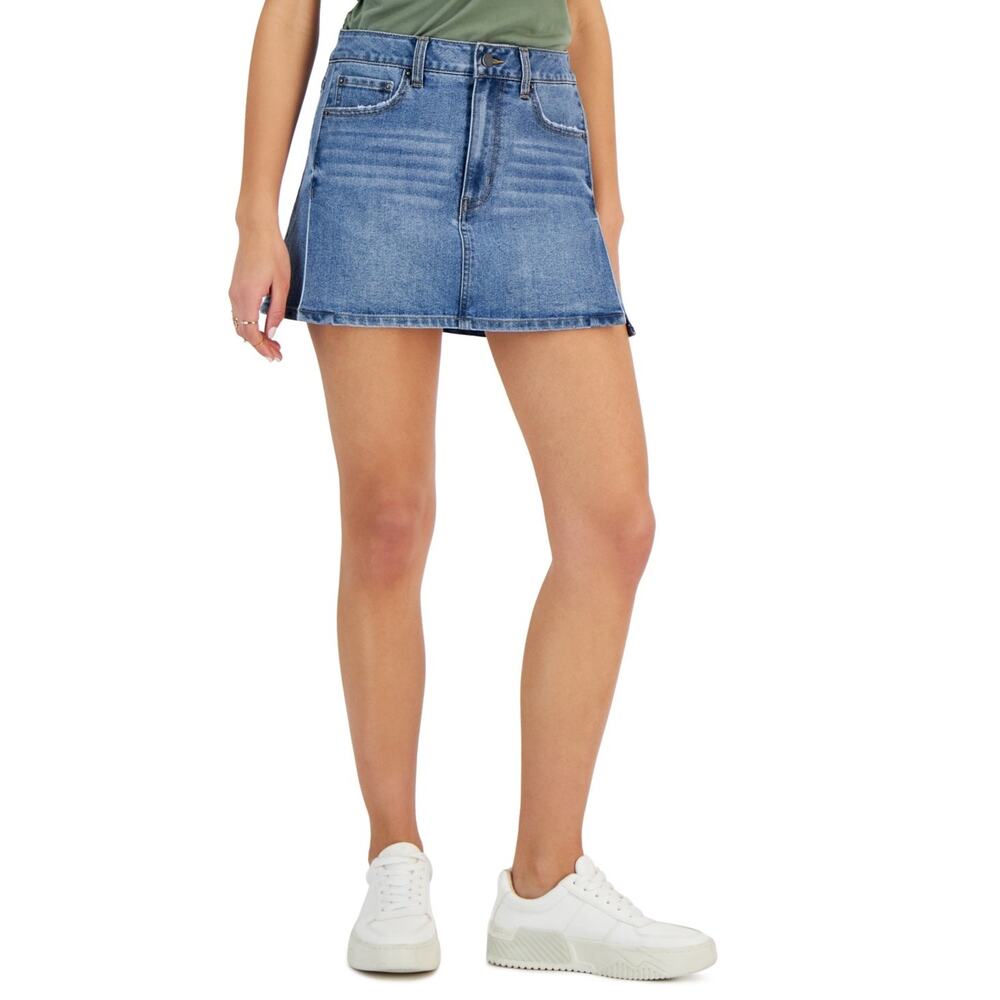 Denim Mini Skirt Size 11 -TINSELTOWN Juniors' Side-slit A-line